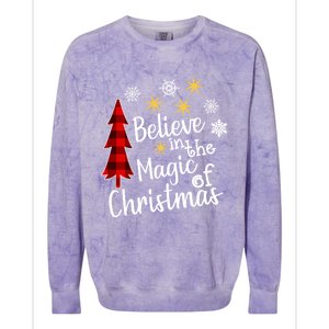 Cute Casual Believe In Magic Of Christmas Tree Buffalo Plaid Gift Colorblast Crewneck Sweatshirt