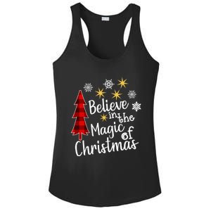 Cute Casual Believe In Magic Of Christmas Tree Buffalo Plaid Gift Ladies PosiCharge Competitor Racerback Tank