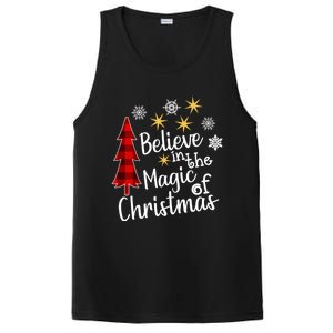 Cute Casual Believe In Magic Of Christmas Tree Buffalo Plaid Gift PosiCharge Competitor Tank