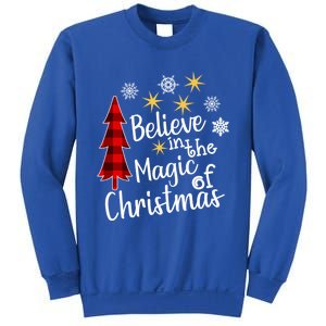 Cute Casual Believe In Magic Of Christmas Tree Buffalo Plaid Gift Sweatshirt