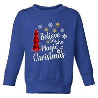 Cute Casual Believe In Magic Of Christmas Tree Buffalo Plaid Gift Toddler Sweatshirt