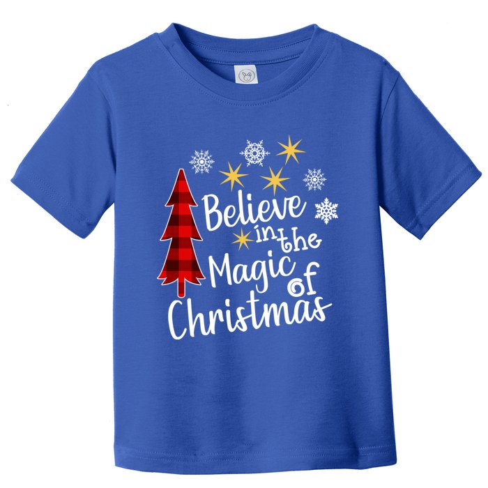 Cute Casual Believe In Magic Of Christmas Tree Buffalo Plaid Gift Toddler T-Shirt