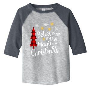 Cute Casual Believe In Magic Of Christmas Tree Buffalo Plaid Gift Toddler Fine Jersey T-Shirt