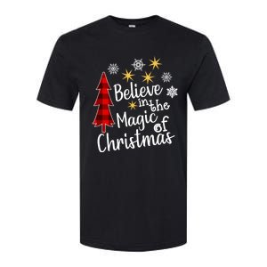 Cute Casual Believe In Magic Of Christmas Tree Buffalo Plaid Gift Softstyle CVC T-Shirt