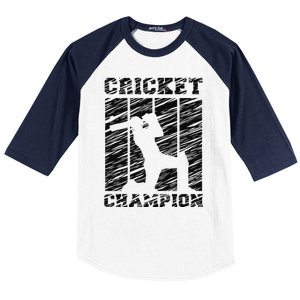 Cricketer Cricketing Bat And Ball Sport Retro Cricket Player Baseball Sleeve Shirt