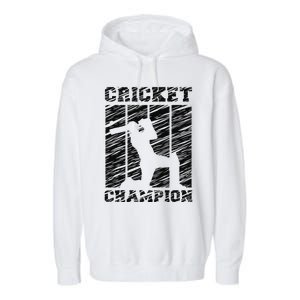 Cricketer Cricketing Bat And Ball Sport Retro Cricket Player Garment-Dyed Fleece Hoodie