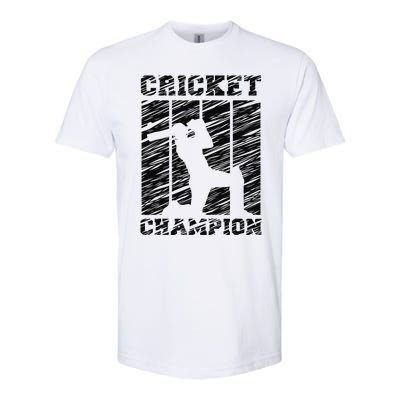 Cricketer Cricketing Bat And Ball Sport Retro Cricket Player Softstyle® CVC T-Shirt