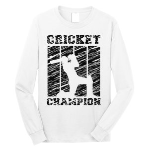 Cricketer Cricketing Bat And Ball Sport Retro Cricket Player Long Sleeve Shirt