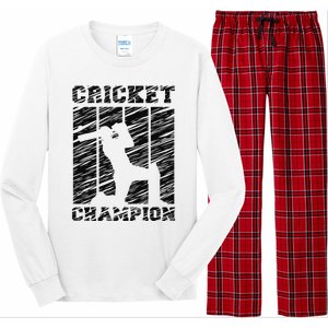 Cricketer Cricketing Bat And Ball Sport Retro Cricket Player Long Sleeve Pajama Set