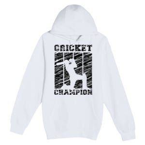 Cricketer Cricketing Bat And Ball Sport Retro Cricket Player Premium Pullover Hoodie