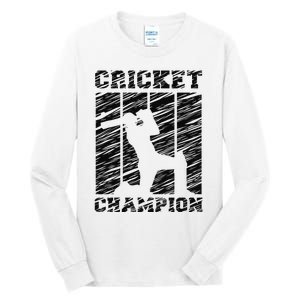 Cricketer Cricketing Bat And Ball Sport Retro Cricket Player Tall Long Sleeve T-Shirt