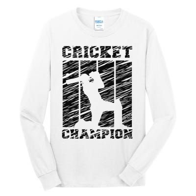 Cricketer Cricketing Bat And Ball Sport Retro Cricket Player Tall Long Sleeve T-Shirt