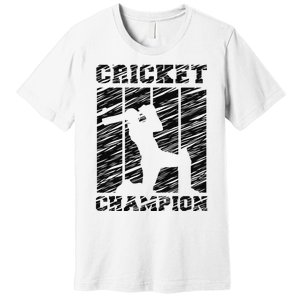 Cricketer Cricketing Bat And Ball Sport Retro Cricket Player Premium T-Shirt