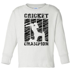 Cricketer Cricketing Bat And Ball Sport Retro Cricket Player Toddler Long Sleeve Shirt