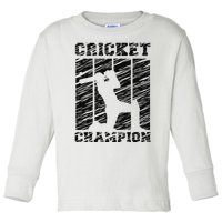 Cricketer Cricketing Bat And Ball Sport Retro Cricket Player Toddler Long Sleeve Shirt