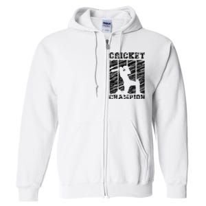 Cricketer Cricketing Bat And Ball Sport Retro Cricket Player Full Zip Hoodie