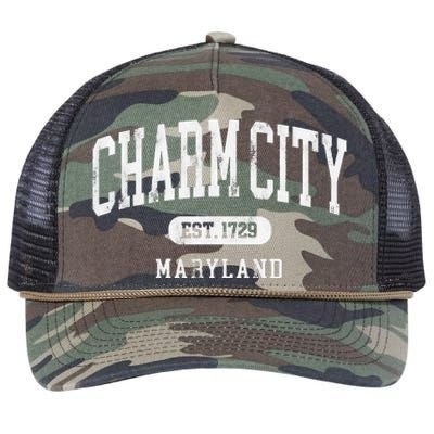 Charm City Baltimore Maryland Est 1729 souvenir Retro Rope Trucker Hat Cap