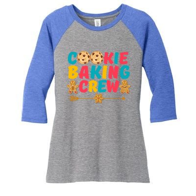 Christmas Cookie Baking Crew Vintage Gingerbread Family Xmas Gift Women's Tri-Blend 3/4-Sleeve Raglan Shirt