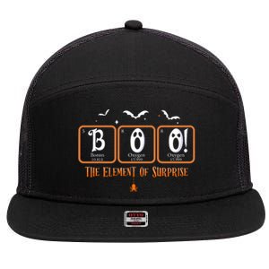 Cute Chemistry Boo The Element Of Surprise Chemist Halloween 7 Panel Mesh Trucker Snapback Hat