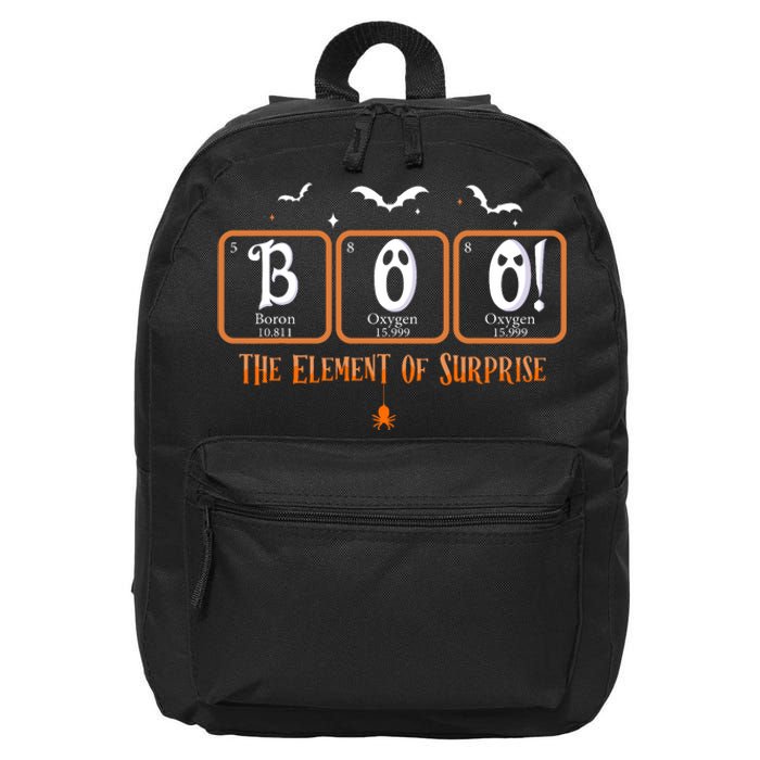 Cute Chemistry Boo The Element Of Surprise Chemist Halloween 16 in Basic Backpack