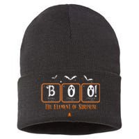 Cute Chemistry Boo The Element Of Surprise Chemist Halloween Sustainable Knit Beanie