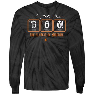 Cute Chemistry Boo The Element Of Surprise Chemist Halloween Tie-Dye Long Sleeve Shirt