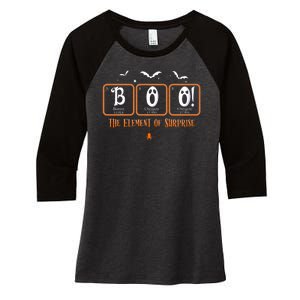 Cute Chemistry Boo The Element Of Surprise Chemist Halloween Women's Tri-Blend 3/4-Sleeve Raglan Shirt