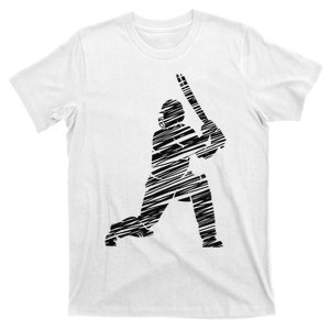 Cricketer Cricketing Bat And Ball Sport Retro Cricket Player T-Shirt