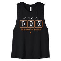 Cute Chemistry Boo The Element Of Surprise Chemist Halloween Women's Racerback Cropped Tank