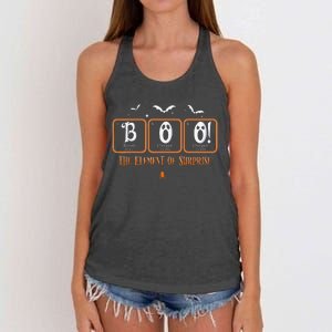 Cute Chemistry Boo The Element Of Surprise Chemist Halloween Women's Knotted Racerback Tank