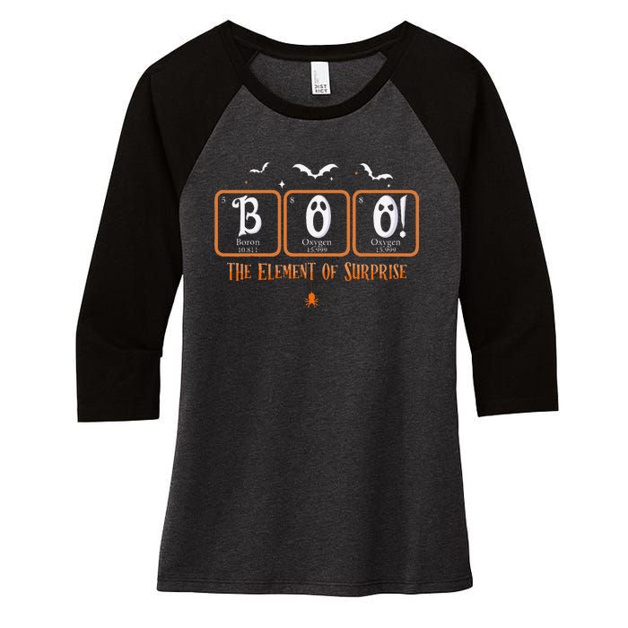 Cute Chemistry Boo The Element Of Surprise Chemist Halloween Women's Tri-Blend 3/4-Sleeve Raglan Shirt