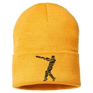 Cricketer Cricketing Bat And Ball Sport Retro Cricket Player Sustainable Knit Beanie