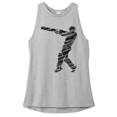 Cricketer Cricketing Bat And Ball Sport Retro Cricket Player Ladies PosiCharge Tri-Blend Wicking Tank