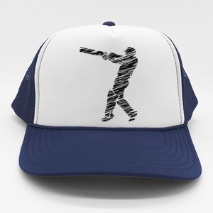 Cricketer Cricketing Bat And Ball Sport Retro Cricket Player Trucker Hat