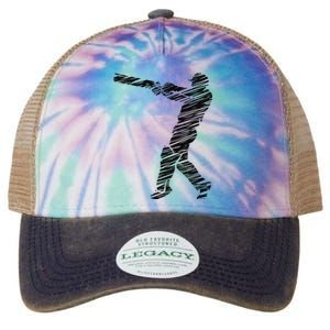 Cricketer Cricketing Bat And Ball Sport Retro Cricket Player Legacy Tie Dye Trucker Hat