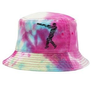 Cricketer Cricketing Bat And Ball Sport Retro Cricket Player Tie-Dyed Bucket Hat