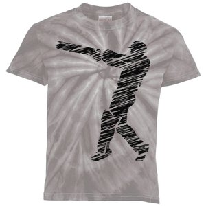 Cricketer Cricketing Bat And Ball Sport Retro Cricket Player Kids Tie-Dye T-Shirt