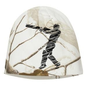 Cricketer Cricketing Bat And Ball Sport Retro Cricket Player Kati - Camo Knit Beanie