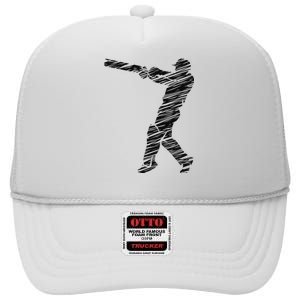 Cricketer Cricketing Bat And Ball Sport Retro Cricket Player High Crown Mesh Back Trucker Hat