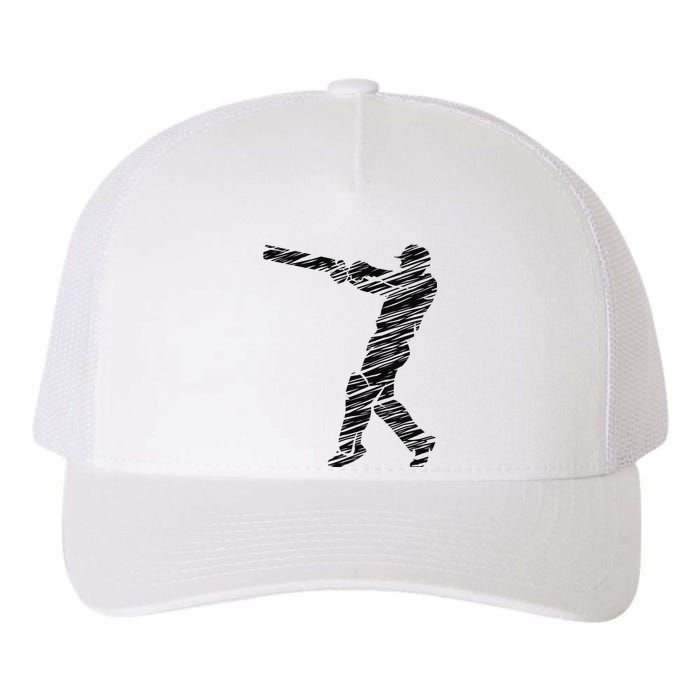 Cricketer Cricketing Bat And Ball Sport Retro Cricket Player Yupoong Adult 5-Panel Trucker Hat