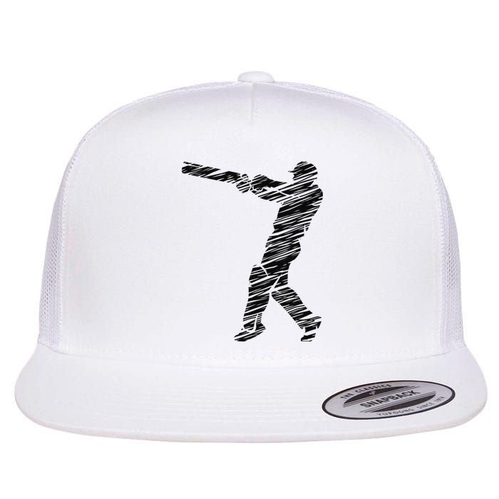 Cricketer Cricketing Bat And Ball Sport Retro Cricket Player Flat Bill Trucker Hat