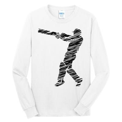 Cricketer Cricketing Bat And Ball Sport Retro Cricket Player Tall Long Sleeve T-Shirt