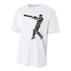 Cricketer Cricketing Bat And Ball Sport Retro Cricket Player Youth Performance Sprint T-Shirt