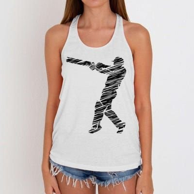 Cricketer Cricketing Bat And Ball Sport Retro Cricket Player Women's Knotted Racerback Tank