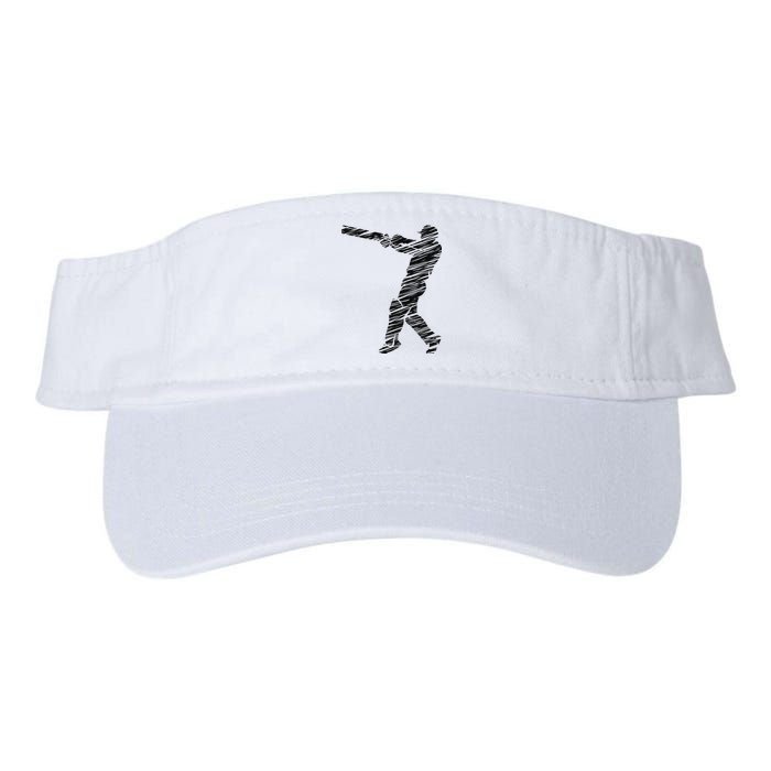 Cricketer Cricketing Bat And Ball Sport Retro Cricket Player Valucap Bio-Washed Visor