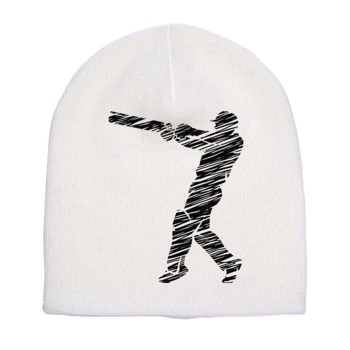 Cricketer Cricketing Bat And Ball Sport Retro Cricket Player Short Acrylic Beanie