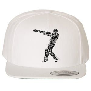 Cricketer Cricketing Bat And Ball Sport Retro Cricket Player Wool Snapback Cap