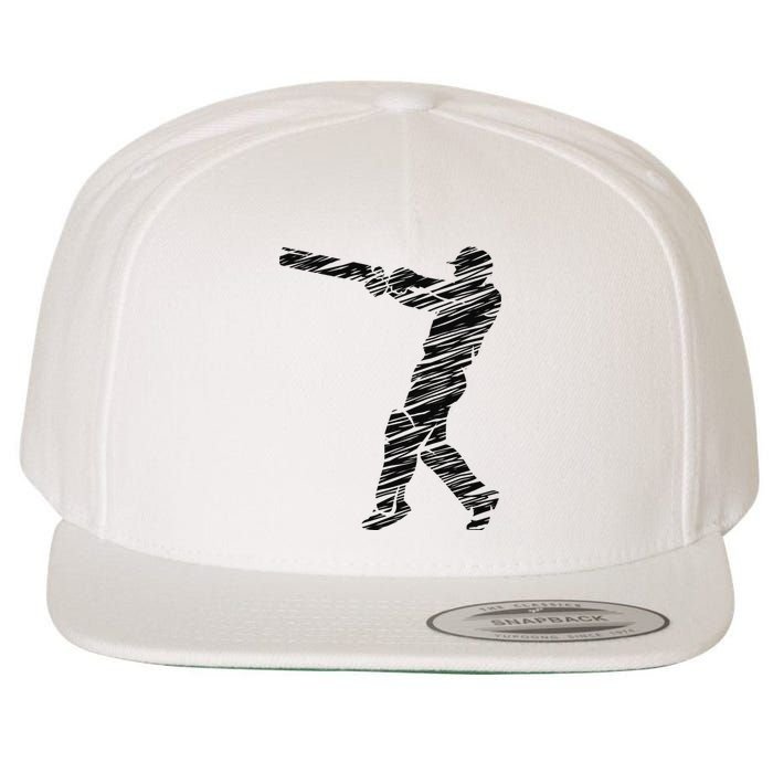 Cricketer Cricketing Bat And Ball Sport Retro Cricket Player Wool Snapback Cap