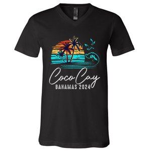 Coco Cay Bahamas 2024 Retro Summer Vacation Matching Group V-Neck T-Shirt