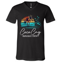 Coco Cay Bahamas 2024 Retro Summer Vacation Matching Group V-Neck T-Shirt